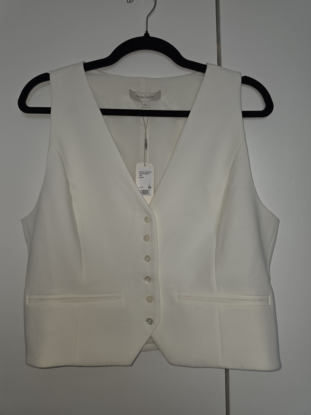 NWT Favorite Daughter Ivory V-Neck Button Vest